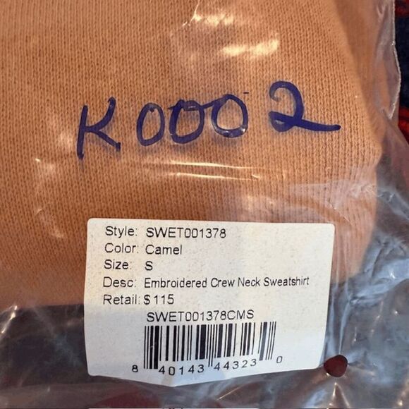 NEW! Something Navy Embroidered Crew Neck Sweatshirt Camel Floral Size Small - Picture 11 of 11